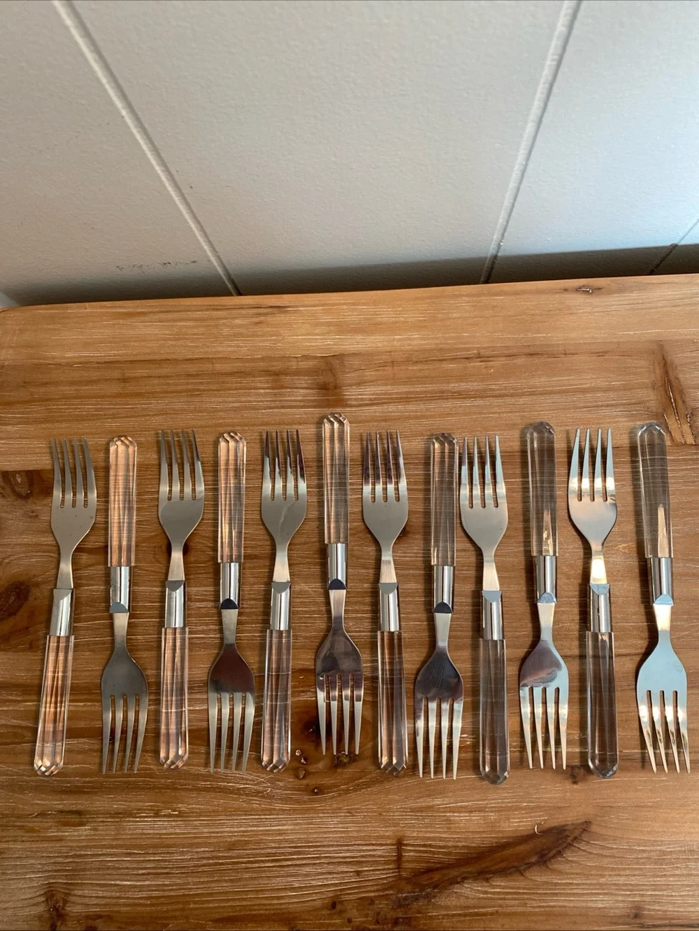 Cook’s Club Taiwan Vtg MCM Faceted Acrylic Flatware Service For 12 & Serving Set